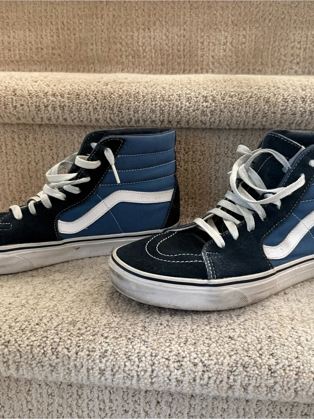 Vans Men’s High-Top Sneakers in Navy and White